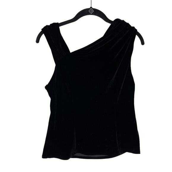 Sunny Leigh Y2K black velvet asymmetrical sleeveless top - Picture 1 of 5